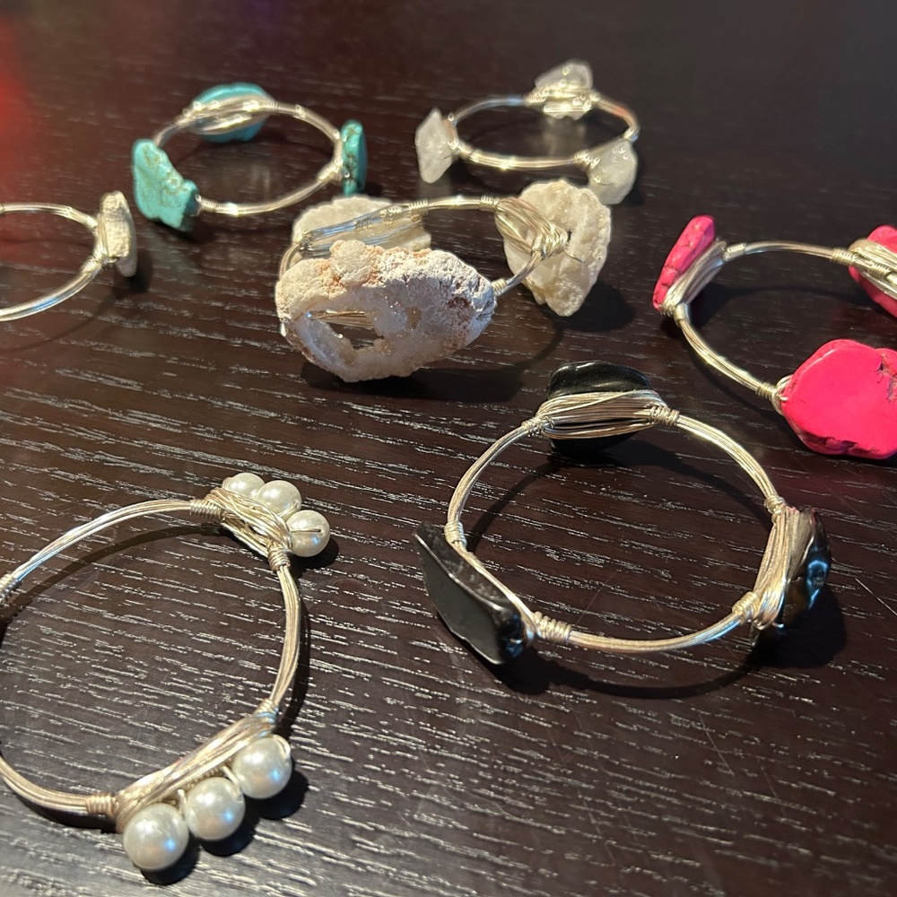 Silver Wire Wrapped Gemstone Bracelets - image 2